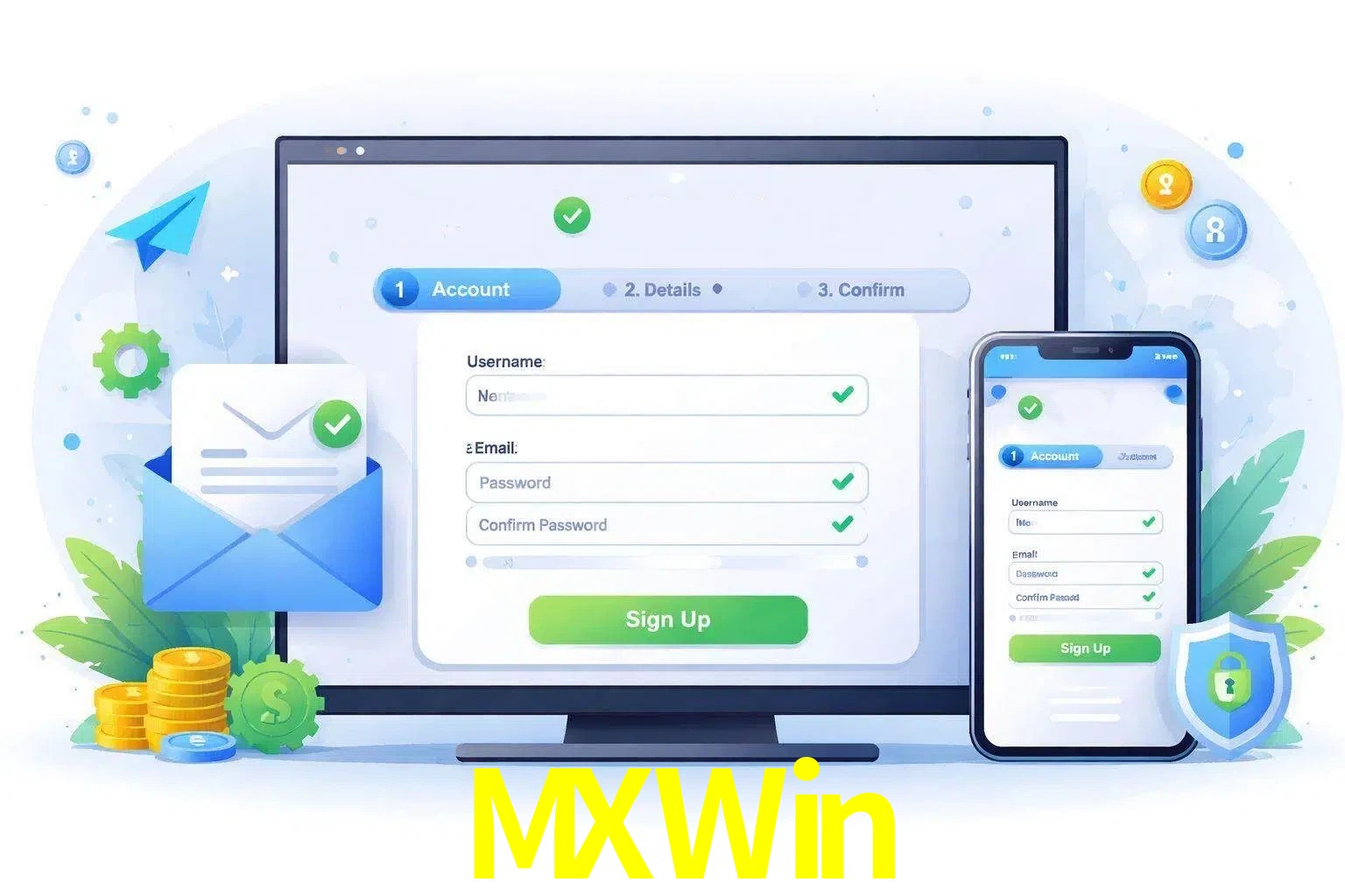 Registro de nuevo usuario y configuración de cuenta MXWin