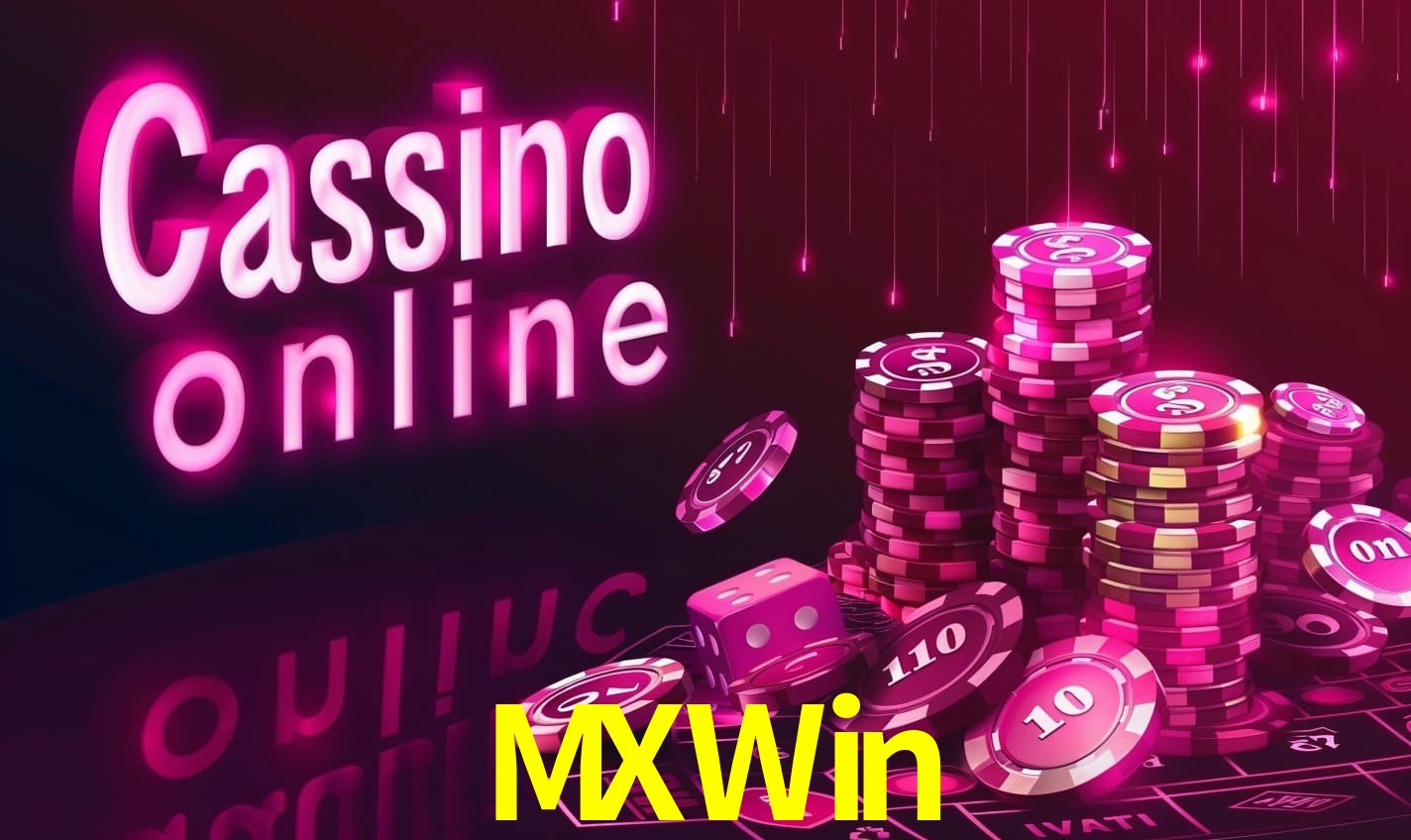 Escena dinámica inspirada en casino con iluminación MXWin, cartas, fichas e íconos de juegos digitales en un espacio moderno de juegos.